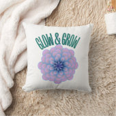 Personalized Glow & Grow Aesthetic Floral Quote クッション (ブランケット)