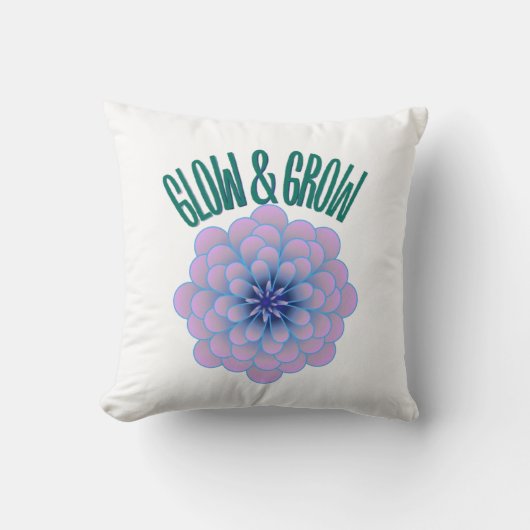 Personalized Glow & Grow Aesthetic Floral Quote クッション (正面)