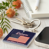 Personalized God Bless America Flag キーホルダー (正面右)