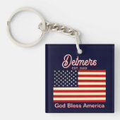 Personalized God Bless America Flag キーホルダー (正面)