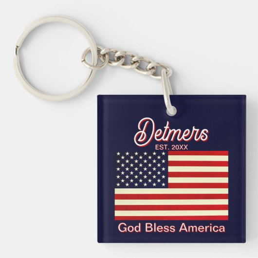 Personalized God Bless America Flag キーホルダー (正面)
