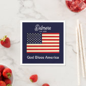 Personalized God Bless America Flag スタンダードカクテルナプキン (インサイチュ)