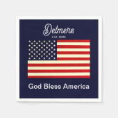 Personalized God Bless America Flag スタンダードカクテルナプキン (正面)
