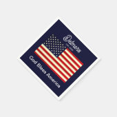 Personalized God Bless America Flag スタンダードカクテルナプキン (角)