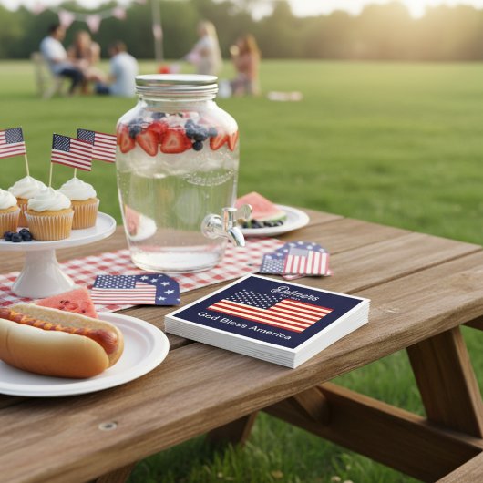 Personalized God Bless America Flag スタンダードカクテルナプキン