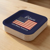 Personalized God Bless America Flag  ペーパープレート