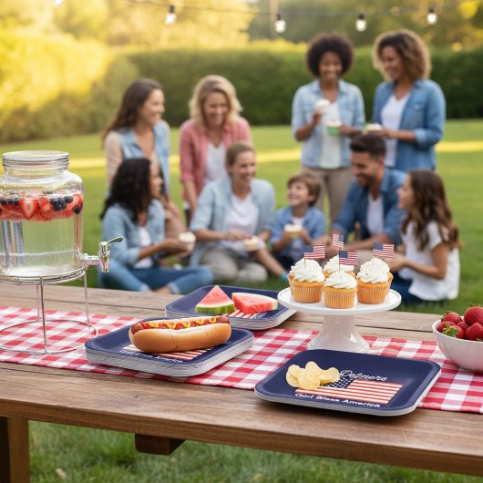 Personalized God Bless America Flag ペーパープレート