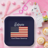 Personalized God Bless America Flag ペーパープレート (パーティー)