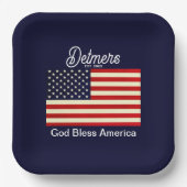Personalized God Bless America Flag ペーパープレート (正面)