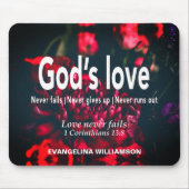 Personalized GOD'S LOVE NEVER FAILS Christian マウスパッド (正面)