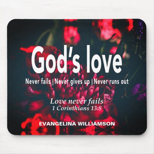 Personalized GOD'S LOVE NEVER FAILS Christian マウスパッド (正面)