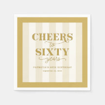 Personalized Gold 60th Birthday Party Paper Napkin