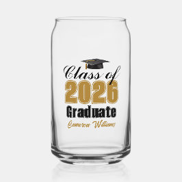 Personalized Gold Black Class of 2026 Graduation ガラス缶