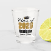 Personalized Gold Black Class of 2026 Graduation ショットグラス (正面)