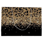Personalized Gold Black Leopardwith Elegant Golden ラージペーパーバッグ (裏面)