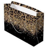 Personalized Gold Black Leopardwith Elegant Golden ラージペーパーバッグ (裏面アングル)