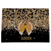 Personalized Gold Black Leopardwith Elegant Golden ラージペーパーバッグ (正面)