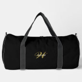 Personalized Gold Black Monogram Initial Travel ダッフルバッグ (正面)