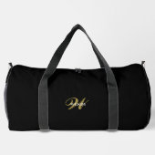 Personalized Gold Black Monogram Initial Travel ダッフルバッグ (裏面)