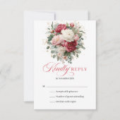 Personalized Gold Boho Wedding RSVP Floral (正面)