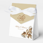 Personalized Gold Botanical Wedding フェイバーボックス (正面サイド)