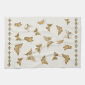 Personalized Gold Butterfly Fleur de Lis Matching キッチンタオル (横)