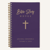 Personalized Gold Calligraphy Purple Bible Study ノートブック (正面)
