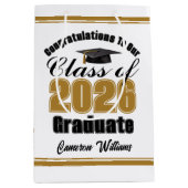 Personalized Gold Class of 2026 Graduation ミディアムペーパーバッグ (正面)