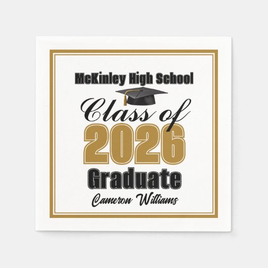 Personalized Gold Class of 2026 Graduation Party スタンダードカクテルナプキン (正面)
