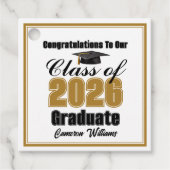 Personalized Gold Class of 2026 Graduation Party フェイバータグ (正面)