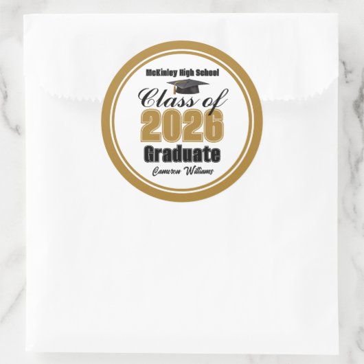 Personalized Gold Class of 2026 Graduation Party ラウンドシール (バッグ)
