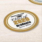 Personalized Gold Class of 2026 Graduation Party ラウンドペーパーコースター (アングル)