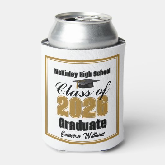 Personalized Gold Class of 2026 Graduation Party 缶クーラー (缶正面)