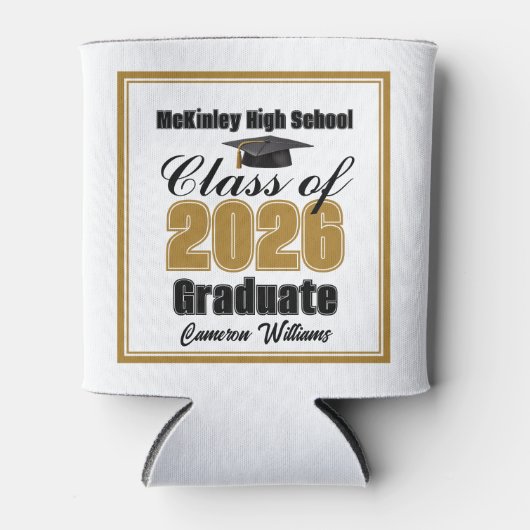 Personalized Gold Class of 2026 Graduation Party 缶クーラー (正面)