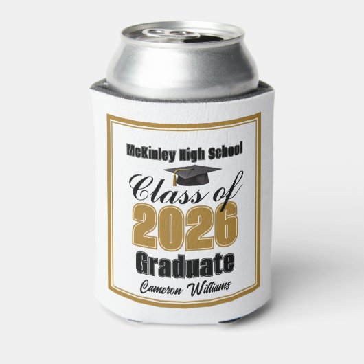 Personalized Gold Class of 2026 Graduation Party 缶クーラー (缶裏面)