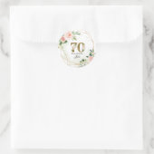 Personalized Gold & Floral Custom 70th  ラウンドシール (バッグ)