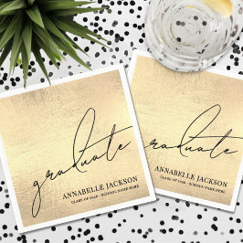 Personalized Gold Graduation スタンダードカクテルナプキン