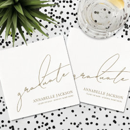 Personalized Gold Graduation スタンダードカクテルナプキン