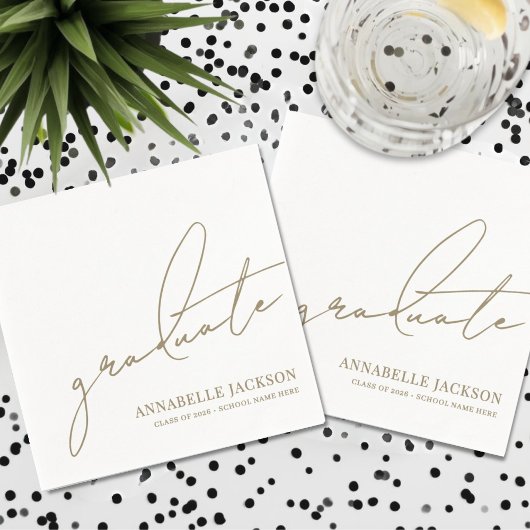 Personalized Gold Graduation スタンダードカクテルナプキン