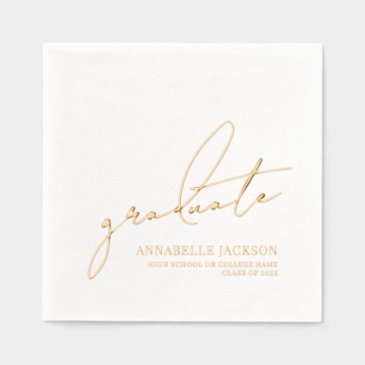 Personalized Gold Graduation 箔ナプキン (正面)