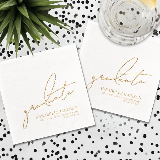 Personalized Gold Graduation 箔ナプキン
