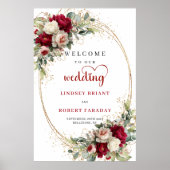Personalized gold greenery wedding welcome sign  ポスター (正面)