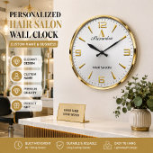 Personalized Gold Hair Salon ラージ壁時計