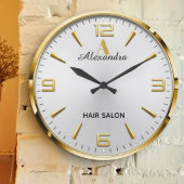 Personalized Gold Hair Salon ラージ壁時計