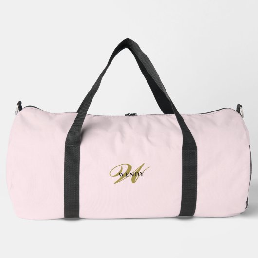 Personalized Gold Initial l Feminine Blush Pink ダッフルバッグ (正面)