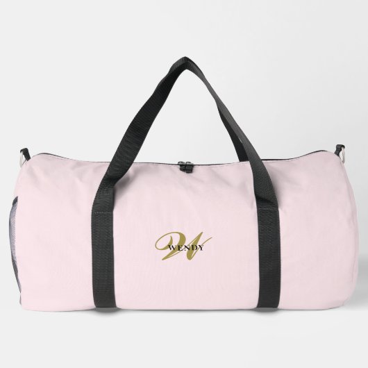 Personalized Gold Initial l Feminine Blush Pink ダッフルバッグ (裏面)