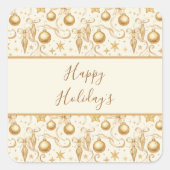 Personalized Gold Ornaments Bows Christmas Holiday スクエアシール (正面)