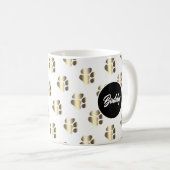 Personalized gold paws pattern pet lovers コーヒーマグカップ (正面右)