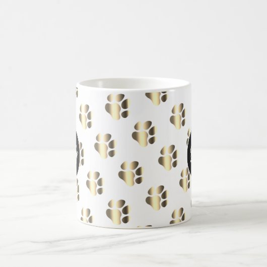 Personalized gold paws pattern pet lovers コーヒーマグカップ (中央)