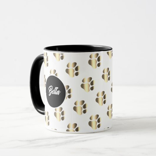 Personalized gold paws pattern pet lovers マグカップ (正面左)
